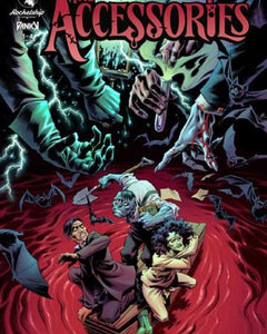Comic book cover titled 'The Accessories' with dramatic scene and text.