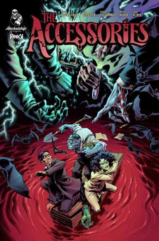 Comic book cover titled 'The Accessories' with dramatic scene and text.