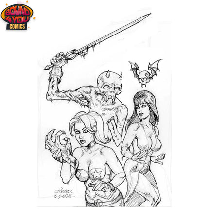 Harley Quinn X Elvira #3 Cvr M Inc 1:10 Joseph Michael Linsner Line Art Virgin