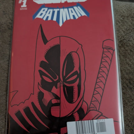 Deadpool Batman Red Variant W/ Split Sketch Signed And Remarked By Ken Haeser