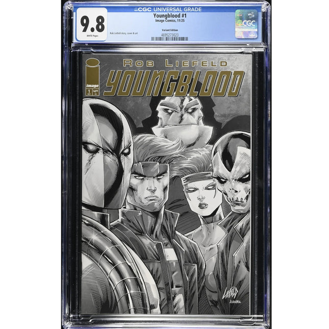 Youngblood #1 - Holiday Blind Bag Gold Logo B&W | CGC 9.8