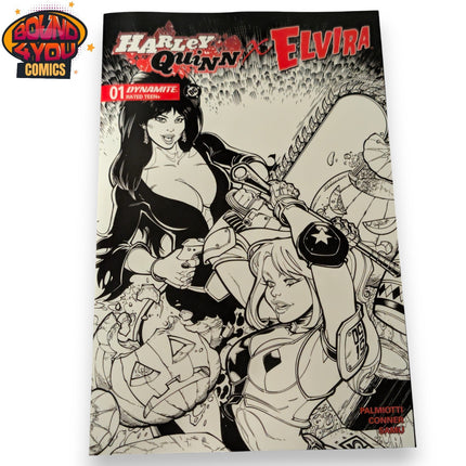Harley Quinn X Elvira #1 1:15 - Chad Hardin - Virgin Line Art Variant (2025)