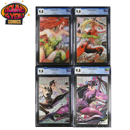Gotham City Sirens #1 - 4  Prismatic Gloss Connecting Set (2024) CGC 9.8
