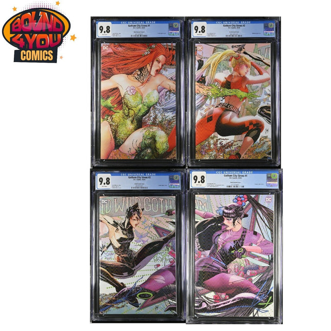 Gotham City Sirens #1 - 4  Prismatic Gloss Connecting Set (2024) CGC 9.8