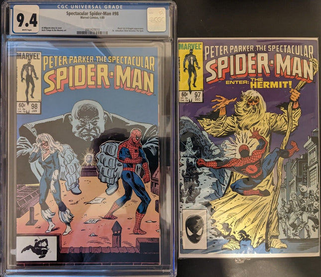 Spectacular Spiderman #98  CGC 9.4 & Spectacular Spiderman #97 First App Spot!